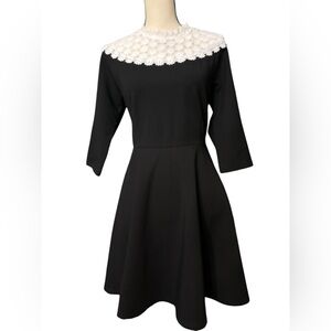 Danting lisi black cotton/spandex blend lace daisy collar dress XL